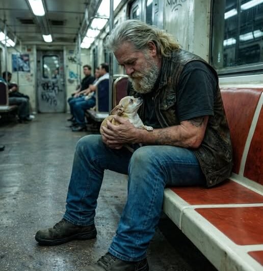 😢 Motorkář na metru plakal nad umírajícím psem… všichni se od něj odtáhli, jen já zůstal stát a díval se. 🐶