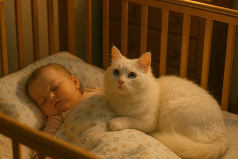 Kočka se začala chovat divně u postýlky… a až později jsme si uvědomili, co se nám snažila říct! 😱🐾  Když se nám narodilo novorozené miminko, všechno se zdálo perfektní: teplé noční světlo, měkká deka, klidné noci. A vedle ní byla naše sněhobílá kočka Luna, tichá, něžná a zdánlivě všemu rozuměla beze slov.  Ale po pár týdnech se její chování dramaticky změnilo. Každou noc ve stejnou dobu se Luna přiblížila k postýlce a začala nervózně přecházet. Někdy tiše mňoukala, někdy se jen dívala do tmy, jako by tam něco viděla. 😨  Mysleli jsme si, že je to žárlivost nebo touha po pozornosti… ale čím déle to trvalo, tím znepokojivější to bylo. Trávila téměř celý den u postýlky a ani se od ní nevzdala. Někdy si lehla na koberec a zírala na jedno místo v pokoji, jako by cítila něco, co jsme neviděli ani neslyšeli.  A jedné noci všechno dosáhlo bodu zlomu: Luna škrábala na dveře, jako by se dožadovala okamžitého vstupu. Otevřeli jsme je a ona se celá ostražitě vrhla k postýlce.  A pak jsme si všimli něčeho, co jsme předtím necítili… Ve vzduchu bylo něco špatně. Jemný, ale znepokojivý pocit.  Nedokázali jsme přijít na to, co to bylo, ale Luna dál stála u postýlky s očima upřenýma na nás, jako by celý svůj malý život zasvětila jedné věci – ochraně.  A když konečně vyšla najevo pravda… oněměli jsme. 😳✨  Co se skrývalo v pokoji a proč Luna tak zoufale střežila dítě? Pokračujte ve čtení v komentářích 👇