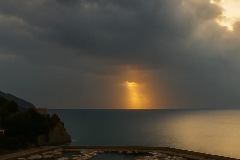 Obyčejná fotka oblohy zmátla tisíce lidí 😱📸  Můj bratr fotil moře a zachytil mezi mraky zvláštní světlo. 🌫✨ Komentáře se rychle rozjely – někteří říkají znamení, jiní světelný trik, ale tvar je opravdu podivný.  👉 Rozhodněte sami, co vidíte. Pokračování v komentářích 👇
