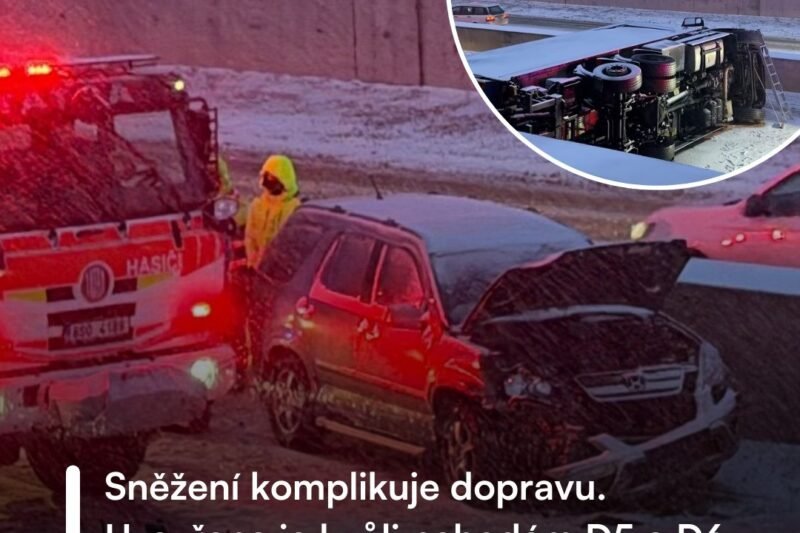 🔴 Kolaps na dálnicích! D5 a D6 uzavřeny, řidiči čekají v kilometrových kolonách ❄️