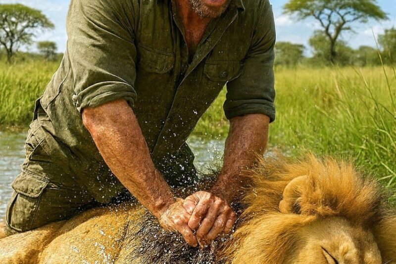 👉 Muž pomohl zachránit lva z rozbouřené řeky… a to, co následovalo, navždy změnilo jejich osudy 🦁🌊 Když hajný David uslyšel zoufalý řev od řeky, netušil, že se setká s dospělým lvem v ohrožení.